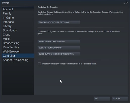 Steam Controller Settings