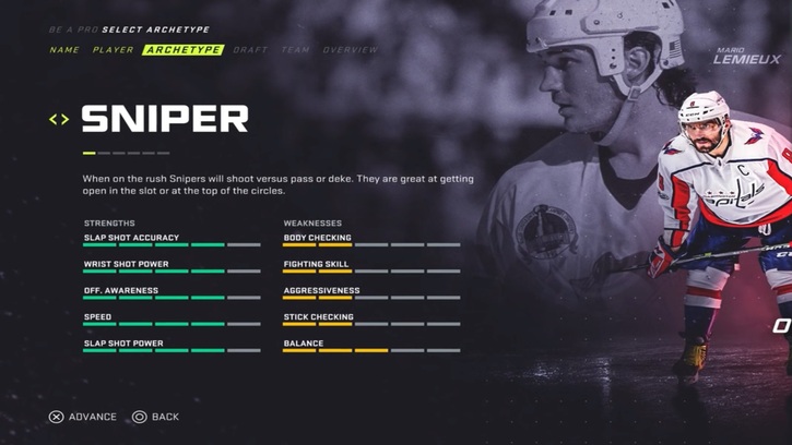 nhl 19 player types