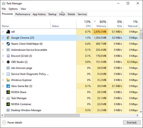 Memory Usage While Streaming