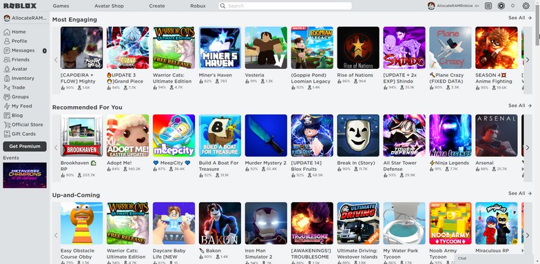 Roblox Games Store Web Application