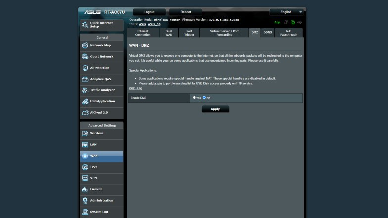 DMZ Router Settings