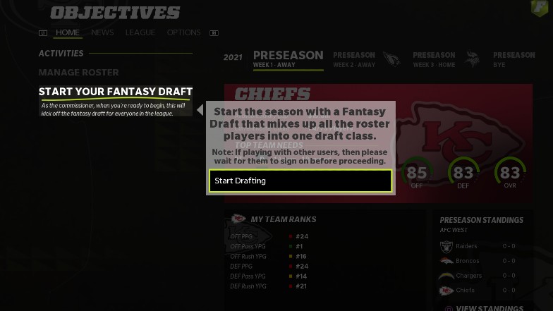 How to Start a Fantasy Draft in Madden 24