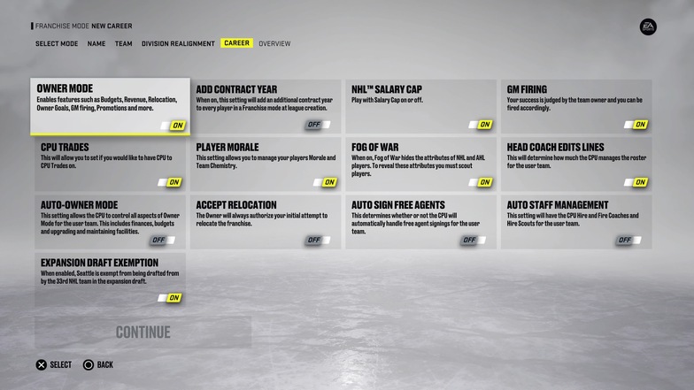 nhl 22 franchise mode