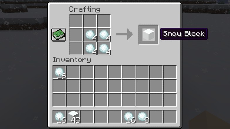 Snow block Crafting