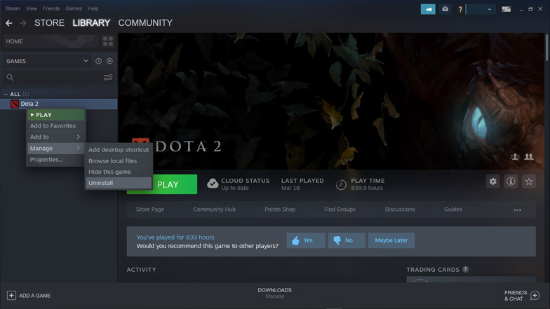 how to uninstall steam