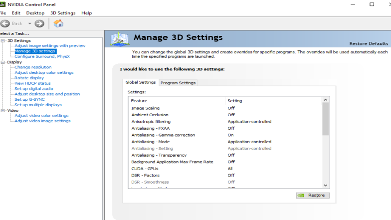 Nvidia Control Panel