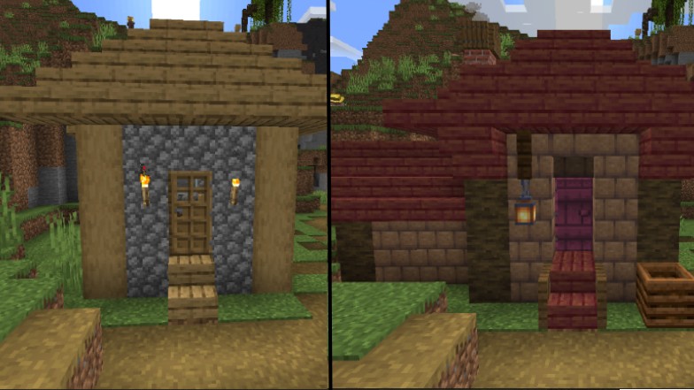 Mini World : How To Build - Villager Houses, Ancient Type