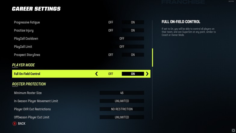 Full Field Control Setting