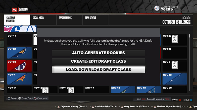 Load download draft class