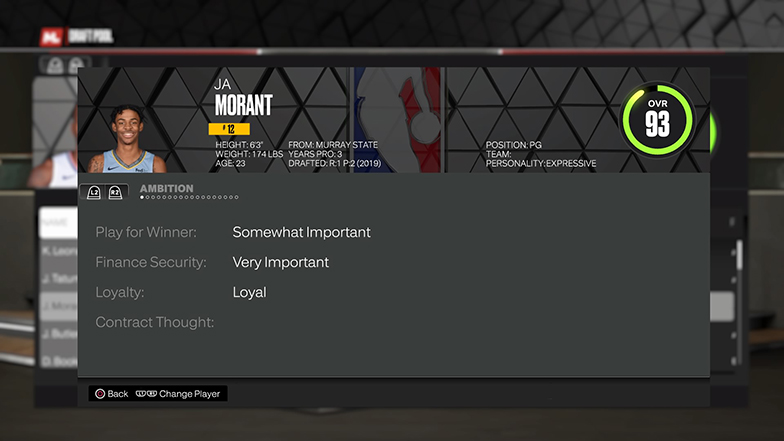Morant NBA 2K23 draft