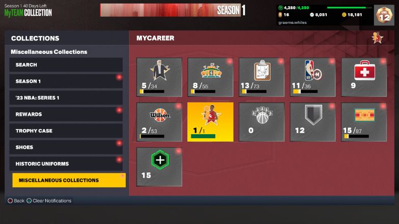 MyPlayer MyTEAM Miscellaneous Cards