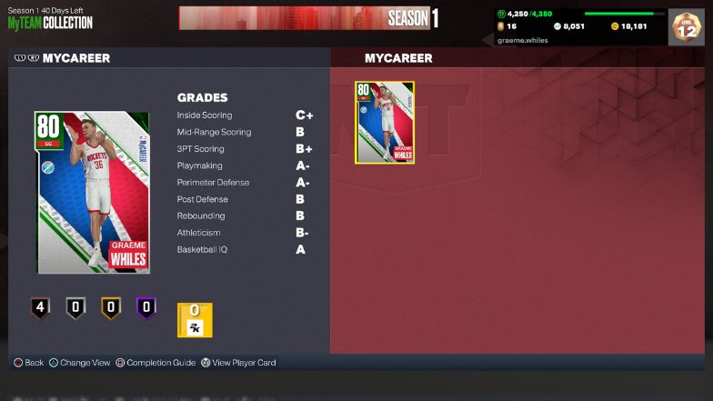 MyPlayer MyTEAM Stats