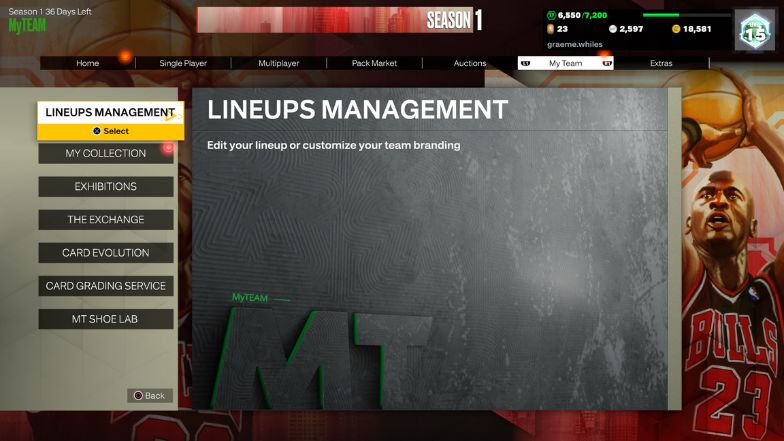 MyTEAM Edit Lineup 1