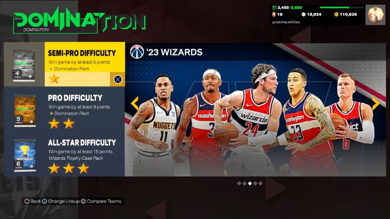 MyTeam Domination Difficulty