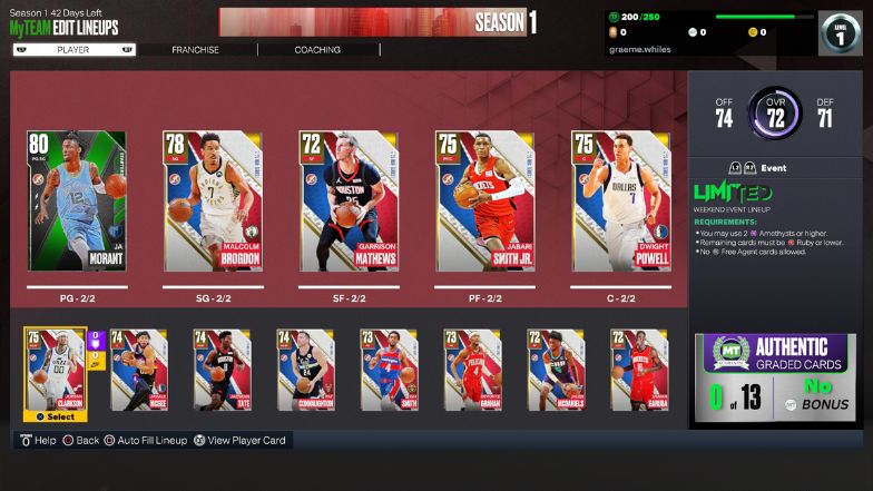 MyTEAM - Lineup