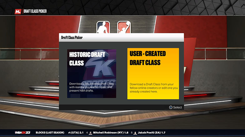 User created draft class