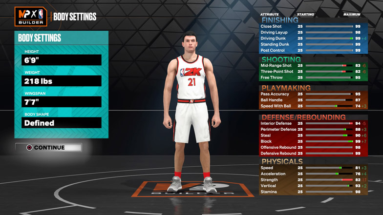 best power forward build nba 2k23 body settings