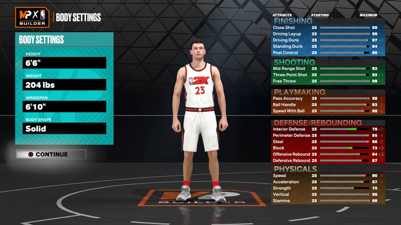 best shooting guard build nba 2k23 body settings