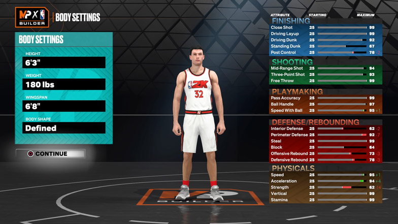 best point guard build nba 2k23 body settings