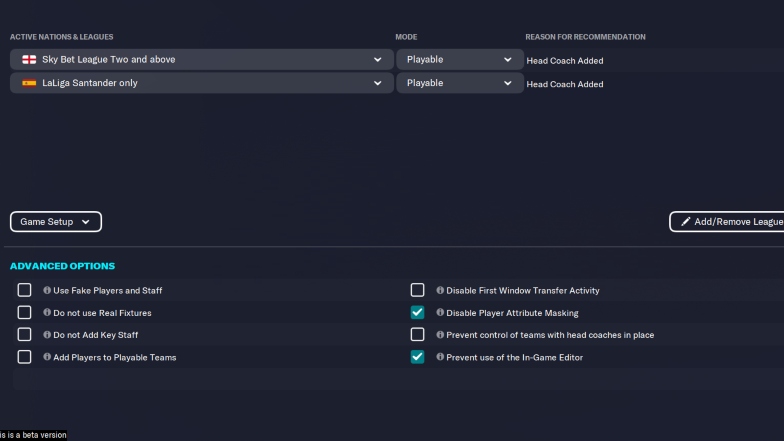 advanced setup FM23