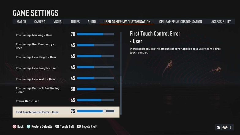 user gameplay sliders 2 fifa 23