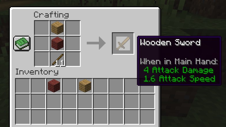 How to make an Enchanted Wooden Sword in Minecraft