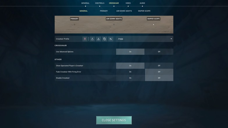 Valorant crosshair settings