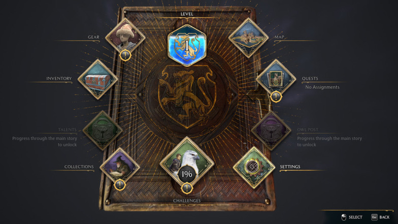difficulty level hogwarts menu 1